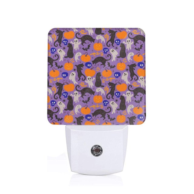 Fotbe Halloween Black Cats Luz Nocturna LED, Luz de Noche con Sensor de Luz Natural de Anochecer a Amanecer, Se Enchufa a la Pared, Blanco Cálido 0.5W-UK