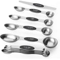 thumbnail image 2 of Juego de 9 cucharas medidoras magnéticas de acero inoxidable, apilables, de doble cara, para medir ingredientes secos y líquidos, 2 of 5