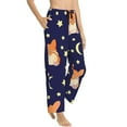 thumbnail image 2 of Uemuo Corgi Lying With Moons And Stars Pattern Women's Wide Leg Palazzo Lounge Pants with Pockets Light Weight Loose Comfy Casual Pajama Pants-Small, 2 of 9