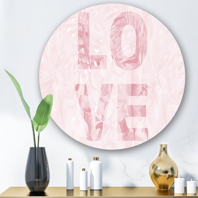 Designart - Amour Pastel Rose - Art Mural Cercle en Métal Shabby Chic