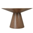 thumbnail image 6 of LeisureMod 5-Piece Dining Set Round Dining Table in Walnut and 4 Leather Dining Chairs for Modern Home, Kitchen Fynix Collection, 6 of 19