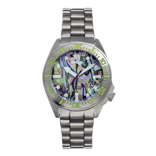 Reloj Shield Atlantis Abalone Pulsera Plata Caja 44mm