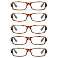 thumbnail image 2 of EYE ZOOM 5 Pack Unisex Rectangluar Plastic Frame Reading Glasses for Men and Women, Tortoise Brown +1.50, 2 of 5