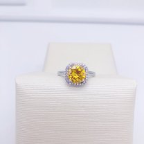 Womens Round Colored Gemstone Ring Copper Zircon Light Luxury Geometric Design Festival Holiday Jewelry Gift Holiday