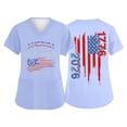 thumbnail image 2 of KDDYLITQ 250 Year American Anniversary Tshirt for Women Liberty Red White and Blue Short Sleeve Scrubs T-Shirts Vintage American Flag 4th Of July Tops Usa Star Stripes Loose V Neck Tees Light Blue L, 2 of 5