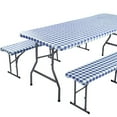 thumbnail image 1 of Picnic Table Cover with Bench Covers，Waterproof and Oil-proof PVC Checkered Camping Tablecloth for Home Goods Indoor Outdoor Patio, 1 of 7