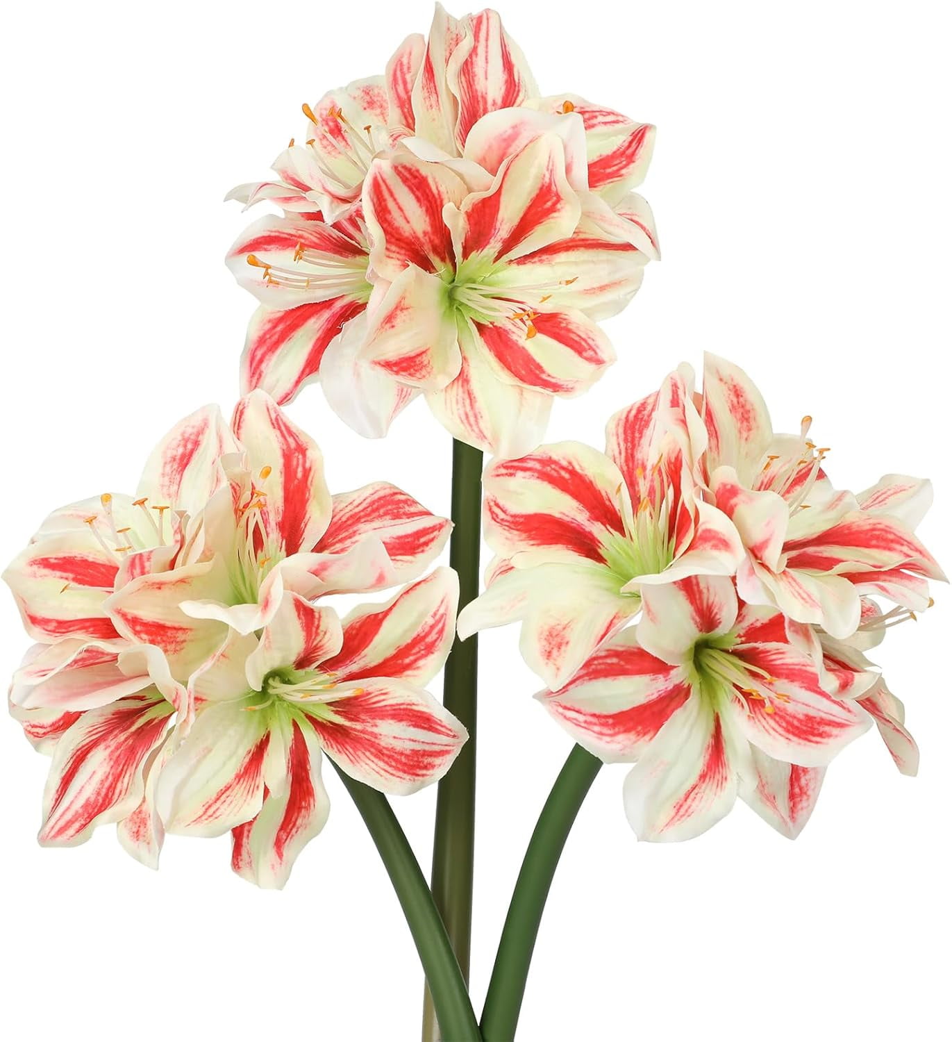 Briful 3PCS Amaryllis Artificial Flowers 17.3 Inch Faux Amaryllis Flowers Stems with 4 Heads Silk Floral Bouquet for Home Room Table Centerpiece Wedding Party Arrangements(Light Red)