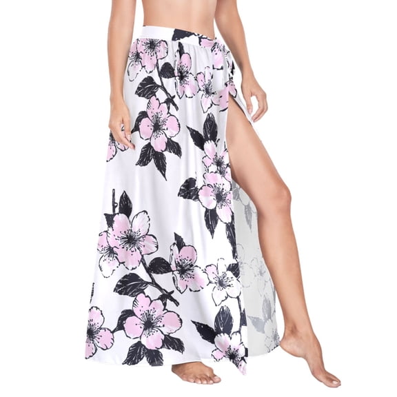 Women Sarong Wraps Flowers Swimsuit Beach Pareo Bikini Coverups Skirt M