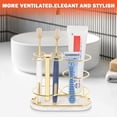 thumbnail image 4 of Toothbrush Holder Stand for Bathroom, Metal Toothbrush Organizer with Marble Base, Toothbrush Storage Collection for Family, Suitable for Home Hotel Countertop Vanity (Small, Matte Black), 4 of 9