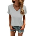 thumbnail image 2 of Women's V Neck T Shirts Casual Short Sleeve Summer Basic Tops Tees, 2 of 5