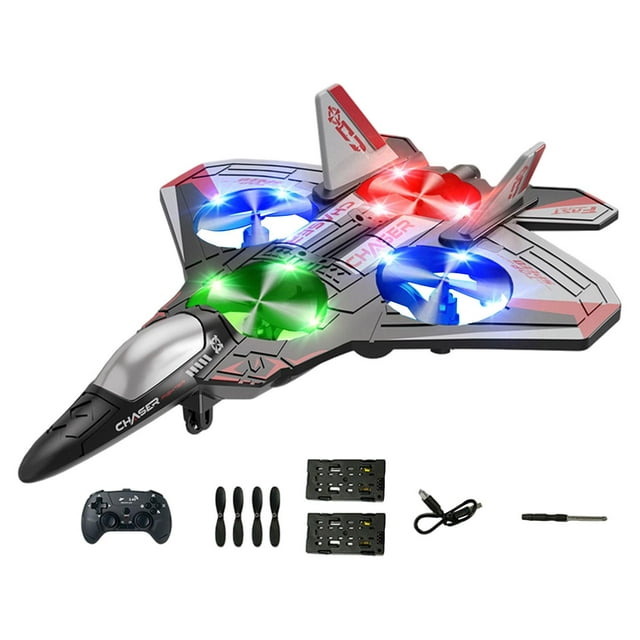 Avión de a control remoto, planeador RC, helicóptero resistente a caídas, juguete volador para exteriores con y luces LED de Rojo
