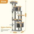 thumbnail image 3 of Demi Bonn 71" Large Cat Tree Tower for Indoor Cats, Multi-Level Cat Tree House with Padded Perches, Scratcher, Hammock, 2 Cozy Cat Condos and Scratching Posts, Gray, 3 of 7