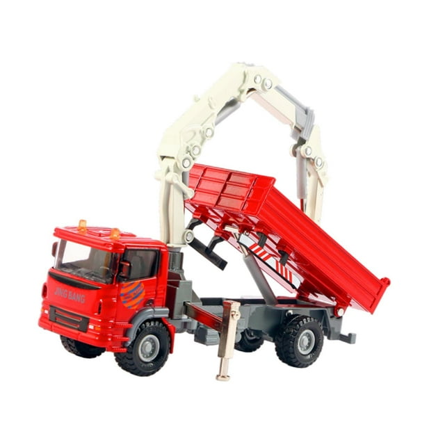 Camión grúa a escala 1:60, modelo de vehículo de ingeniería de juguete, coche de ingeniería en miniatura Rojo