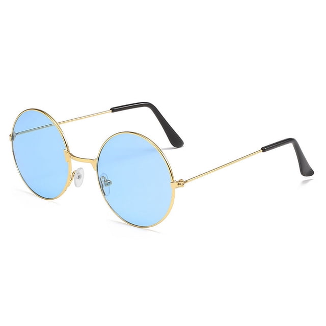 Gafas de sol retro redondas de metal marino con marco de metal de color caramelo a la moda, gafas coloridas de estilo Harajuku para hombres y mujeres