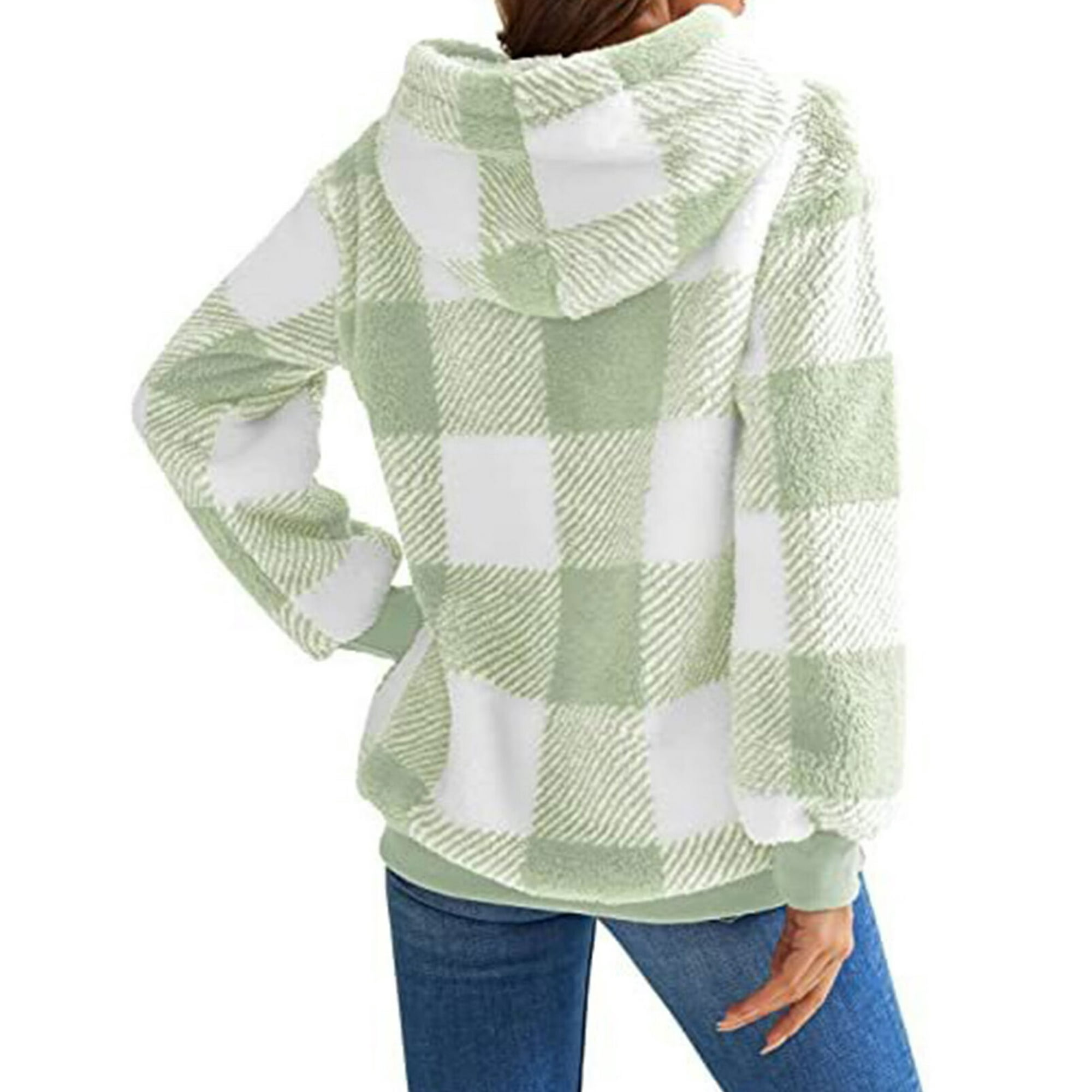 Damen Sherpa Pullover Flauschiger Fleece Oversized Warmer Pullover Hoodie mit Taschen Shermie