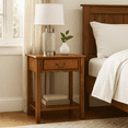 thumbnail image 3 of Leick Home Salem Solid Wood Nightstand with Drawer and Shelf, Medium Oak, 3 of 17