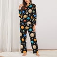 thumbnail image 2 of Balery Planets In Deep Space Conjunto de Pijama con Estampado para Mujer, Conjunto de Dos Piezas con Manga Larga, Ropa de Dormir Suave con Bolsillos, Pijamas Cómodos-Small, 2 of 7