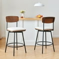 thumbnail image 2 of CHITA Swivel Counter Height Bar Stools with Back Set of 3, 27'' Seat Height, Metal & Wood Frame, White, 2 of 11