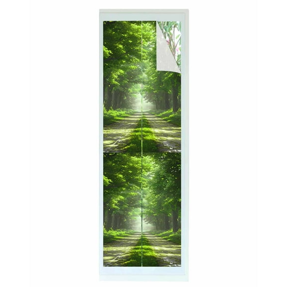 Window Privacy Film Green Trees Stained Glass Window Film Decorative Sun Block Window Cover Forest Art Decor Spring Summer Nature Leaf Window Clings Static Adhesive Sticker for Bathroom 17.7"x78.7"