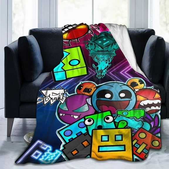 Geometry Dash Ultra-Soft Micro Fleece Blanket Cozy Blanket Thick Warm Plush Throw Blanket Sofa Cushion 60"X50"