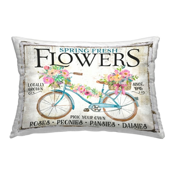 Stupell Industries Spring Fresh Flowers & Bike Decorative Printed Throw Pillow Design by Creatif Belle.
