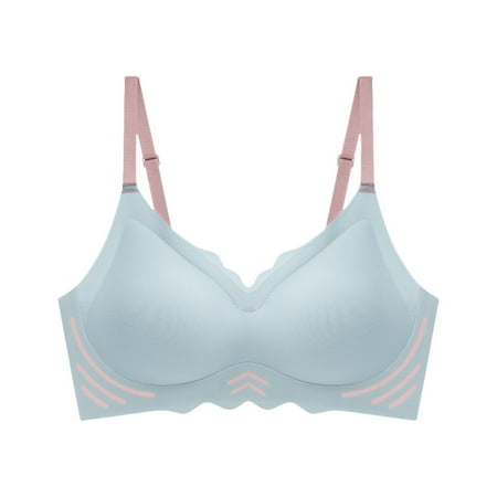 Zshosam Women Wireless Bra with Seamless Smooth Comfort Wirefree T Shirt Bra Sports Bra with Non Removable Pads(Blue L)
