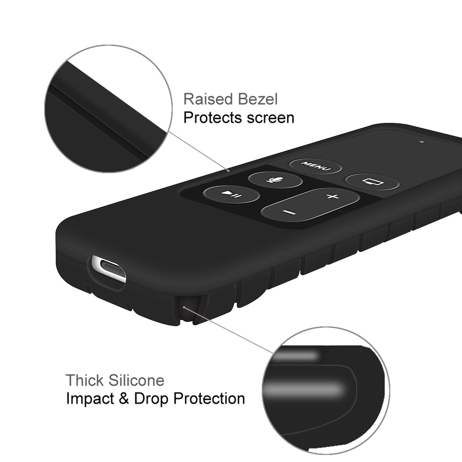 Hydream Étui de Protection en Silicone pour Télécommande Apple TV 4K / 4  Gen Siri Remote Case Housse Coque de Protection pour Apple TV 4ème et 5ème  Génération Télécommande (Noir) : 