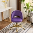 thumbnail image 1 of Ktaxon Chaise de Bureau Réglable en Flanelle, Chaise de Travail pour Ordinateur, Petit Tabouret de Coiffeuse à Roulettes avec Roues pour Étude, Maquillage, Salle d'Habillage, Violet, 1 of 11