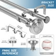 thumbnail image 3 of Urbanest Semplice Flat Button 1" 3/4" Double Drapery Curtain Window Rod Set - 84" to 120", Brushed Steel, 3 of 6