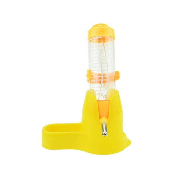 Dispensador de mascotas de 125 ml con soporte de botella de agua de hámster para pequeños animales domésticos de Base Hut (amarillo)