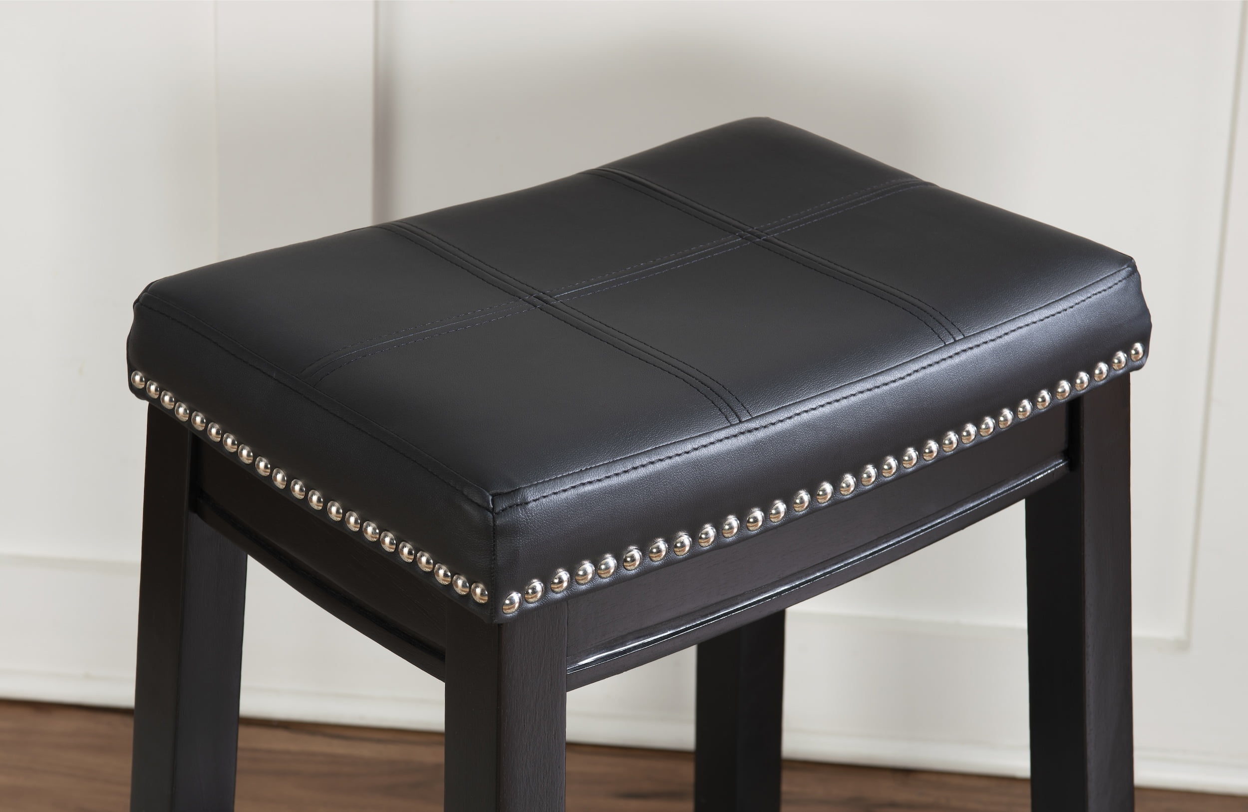 Linon Claridge 26" Backless Jet Black Counter Stool with Faux Leather seat