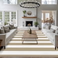 thumbnail image 4 of Beige Striped Large Area Rugs for Bedroom Living Room, Soft Non Slip Carpet Bedside Rug, Modern Farmhouse Beige White Stripes Rectangular Floor Cover Kitchen Accent Rug 6'x9' for Dining Room/Office, 4 of 9