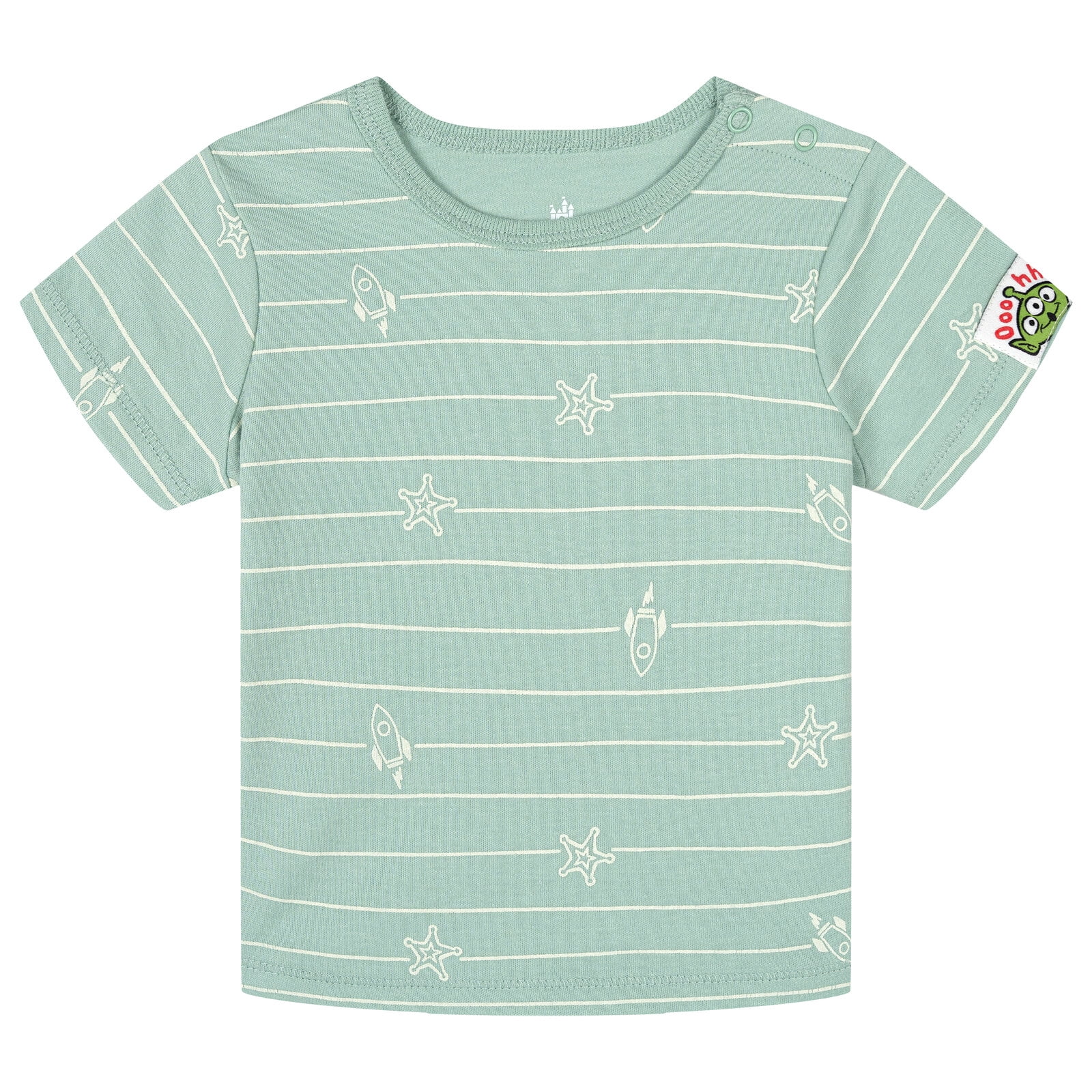 Disney Toy Story Baby Boys' Tee and Shortall Set with Bucket Hat Woody Buzz Sage