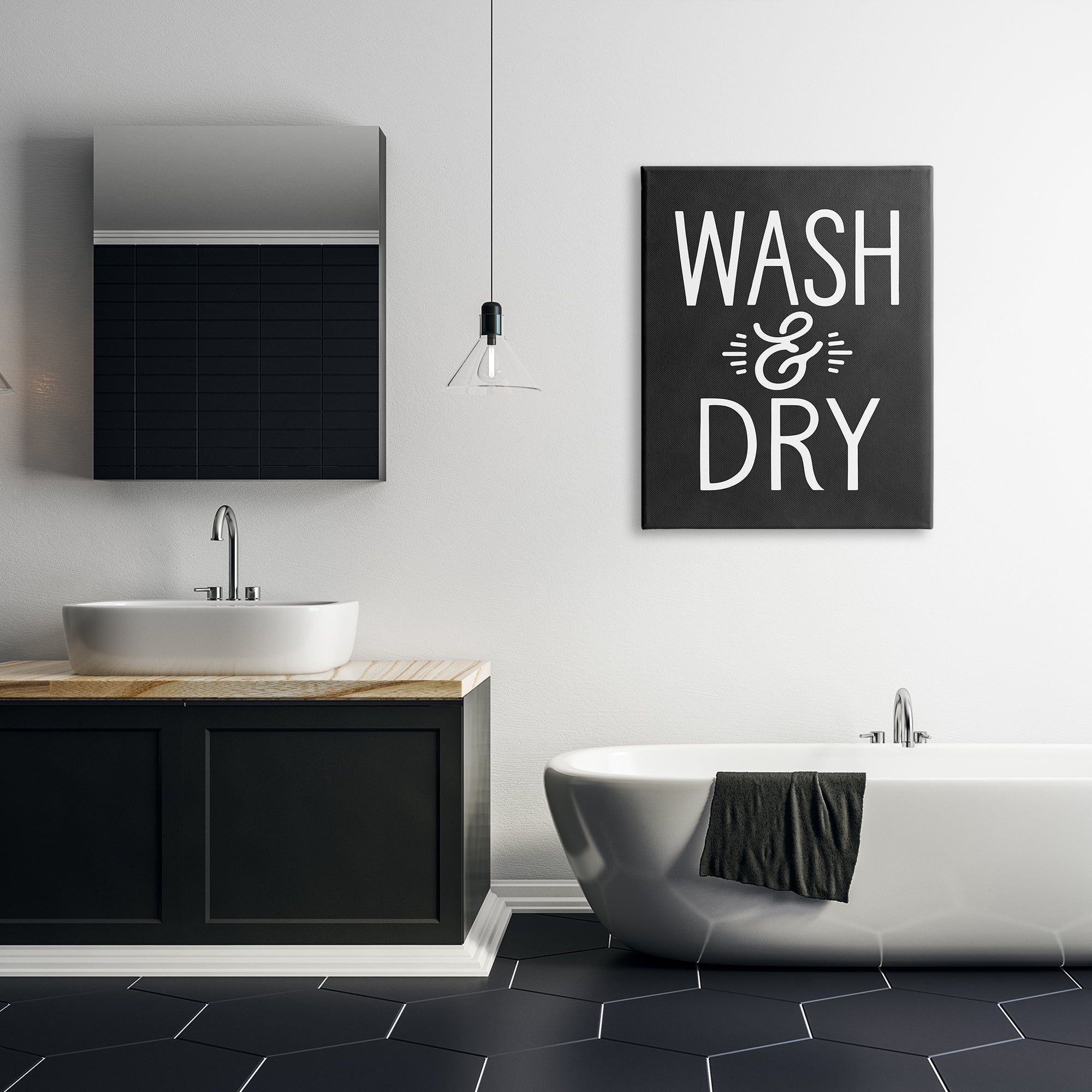 Stupell Industries Wash And Dry Vintage Cleaning Phrase Kitchen Laundry, 30 x 40, Design by Lettered and Lined