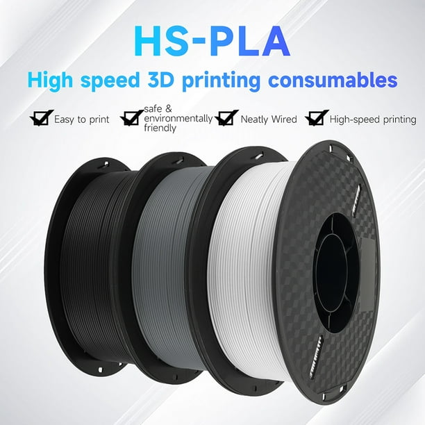 KINGROON 3D Printer HS-PLA Filament 1KG 1.75mm High Fluidity 3D Printing  Material Eco- friendly Spool Dimensional Accuracy +/-0.02mm Standard 1 Roll  - BlackFeatures: Faster, More Efficient - Stronger fluidity, smoother  discharge, faster