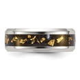 thumbnail image 3 of Chisel Stainless Steel Polished with Black and Gold Foil Inlay 8mm Band Size - 7, 3 of 6
