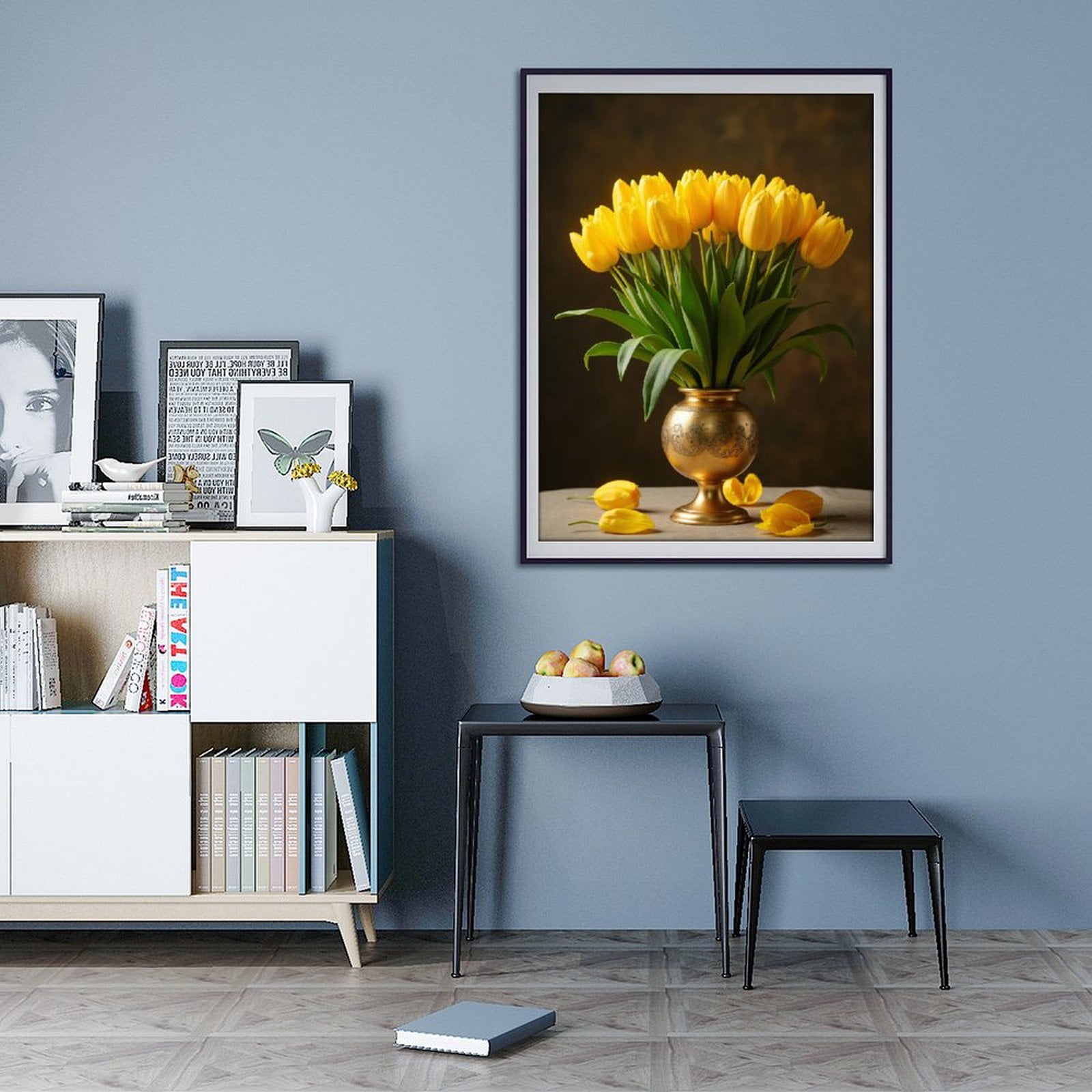 Diamond Art Kit for Adults, Golden Vase Yellow Tulips Bouquet Diamond Painting for Adults Beginners, 5D DIY Diamond Art Painting Kits, Colorful Diamond Painting Craft for Home Decor 12x16