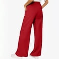 thumbnail image 5 of Women's Drawstring High Waist Pants Straight Leg Casual Trousers with Pocket for Loungewear and Travel Summer Palazzo Pants Flowy Beach Lounge Pants with Pockets, 5 of 6