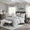 thumbnail image 2 of Madison Park Signature Essence Ensemble de Literie Jacquard en Coton 9 Pcs - Gris, 2 of 14