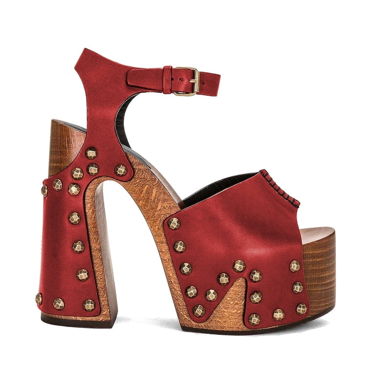 XYD Women Clog Block Chunky Heel Sandals Platform Bronzed Studs