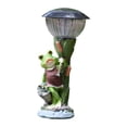 thumbnail image 1 of Estatua de rana con luz solar, divertida y linda decoración de resina para jardín, patio, porche exterior. Llevando la rana de cubo, 1 of 9