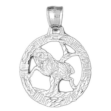 18K White Gold Zodiac - Aries Pendant - 32 mm
