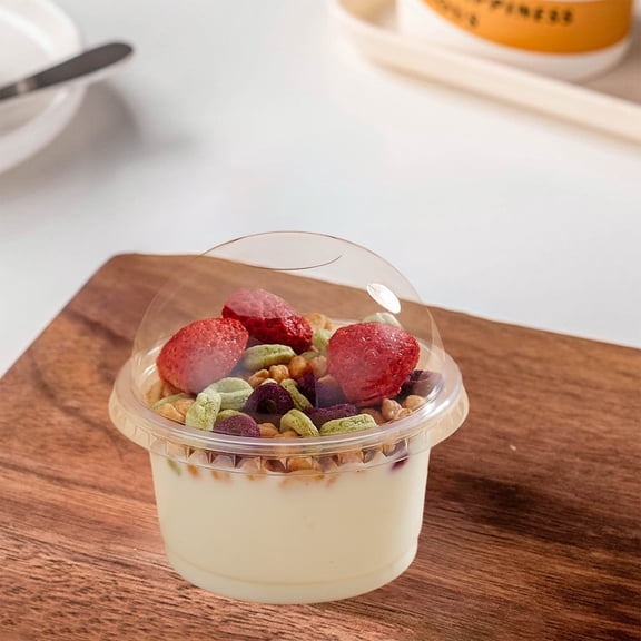 BAOPAI 50pcs Plastic Dessert Cups With Lids Transparent Disposable Pudding Jelly Cups For Parfaits Yogurt And Party Snacks