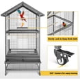 thumbnail image 4 of Royalbelle 65.7 Inch Large Black Bird Cage for Parrots, Rolling Flight Cage with Shelf, 4 of 7