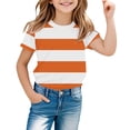 thumbnail image 2 of Ruyang Kids Girls Striped T Shirts Round Neck Loose Fit Short Sleeve Summer Casual Lightweight Outdoor Athletic Tee Tops, 2 of 7