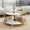 White & Natural, variant on Round Coffee Table, 33.5” Industrial Center Table with Open Storage Shelf, Wooden Top, Metal Frame, Modern, 2-Tier Circle Living Room Accent Tea Tables for Small Spaces (Rustic Brown & Black)