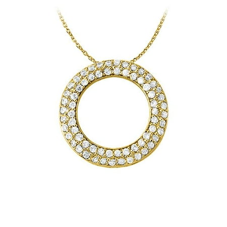 Fine Jewelry Vault UBNPD31530AGVYCZ April Birthstone Cubic Zirconia Pretty Circle Pendant in Yellow Gold Vermeil with Free Chain