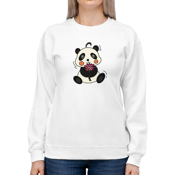 Panda With Tulips Sweatshirt Women -SPIdeals Designs, Female 5X-Large