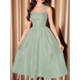 thumbnail image 4 of Mint Green Jacquard A-Line Midi Dress With Square Neck And Pockets, 4 of 8