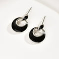 thumbnail image 3 of 1 Pair Elegant Brass Flat Round Stud Earrings Silver 0.71x0.51 Inch Black DIY, 3 of 4